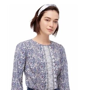 J.Crew Liberty of London, scalloped details soft cotton floral design. Size M